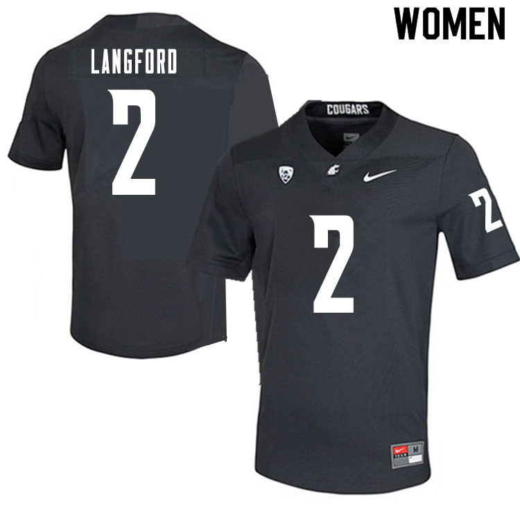 Women #2 Derrick Langford Washington State Cougars College Football Jerseys Sale-Charcoal
